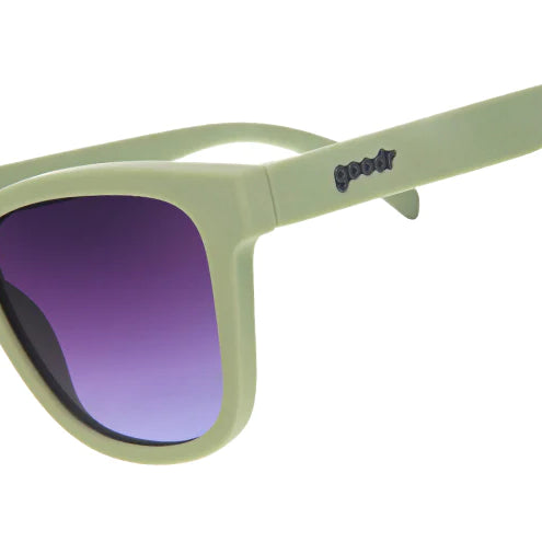 Goodr Sunglasses. OG. Olive. Front/Lateral View.