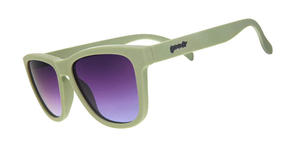 Goodr Sunglasses. OG. Olive. Front/Lateral View.