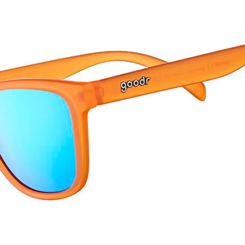 Goodr Sunglasses. OG. Orange. Front/Lateral View.