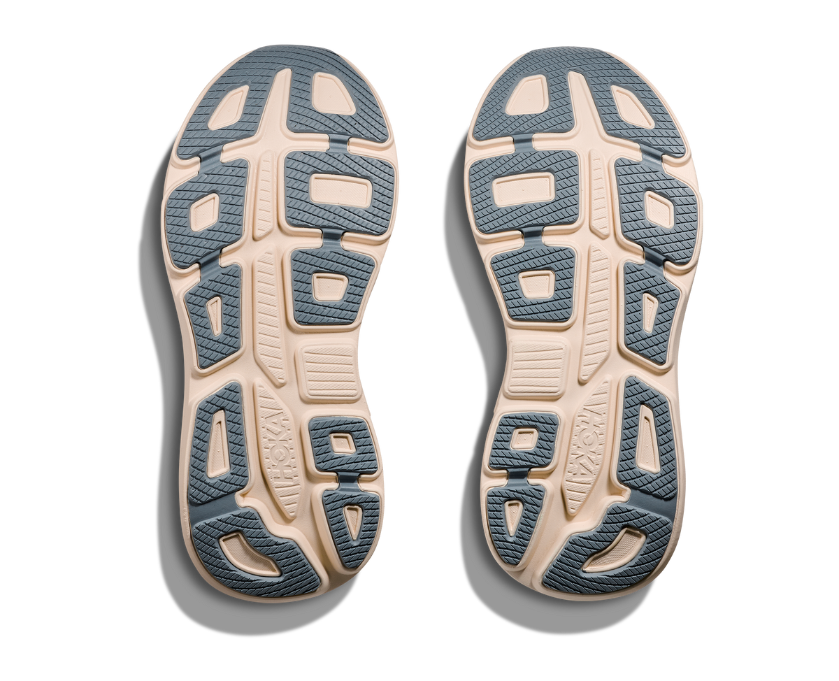 Women's HOKA Bondi 9 in Cosmic Grey/Stardust — outsole view.