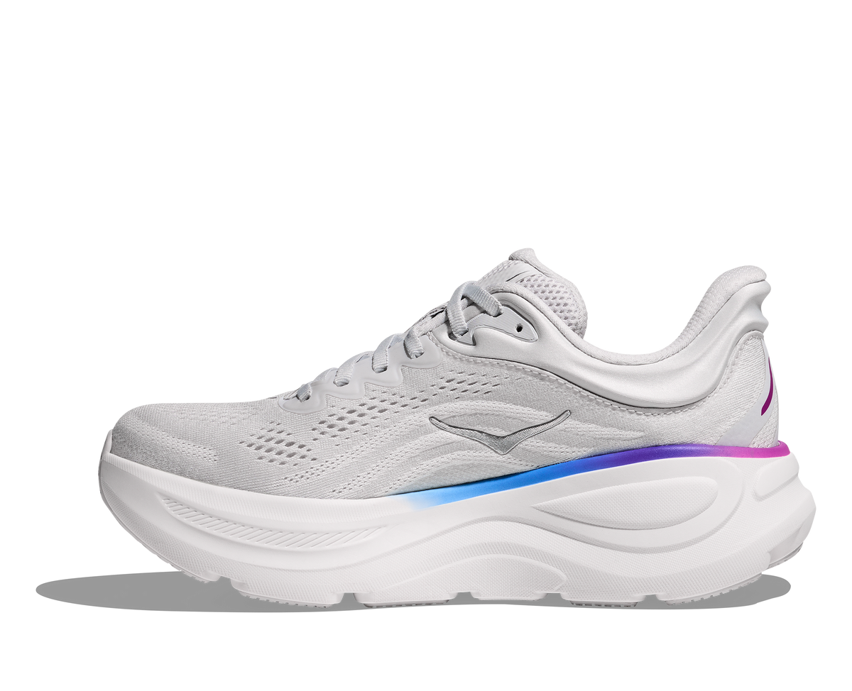 Women's HOKA Bondi 9 in Cosmic Grey/White — medial view.