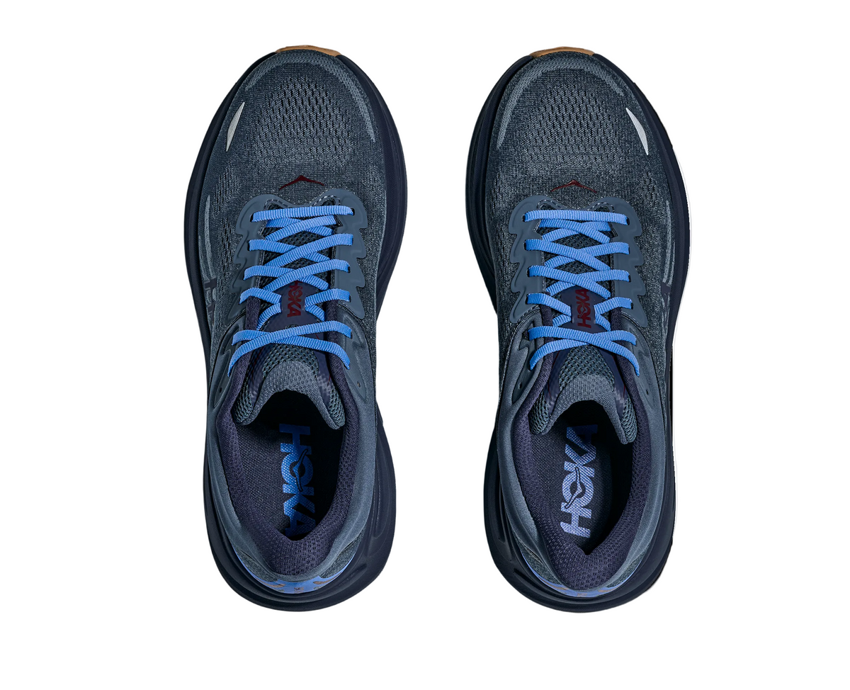 Men's HOKA Bondi 9 in Faded Navy/Slate Blue — top view.
