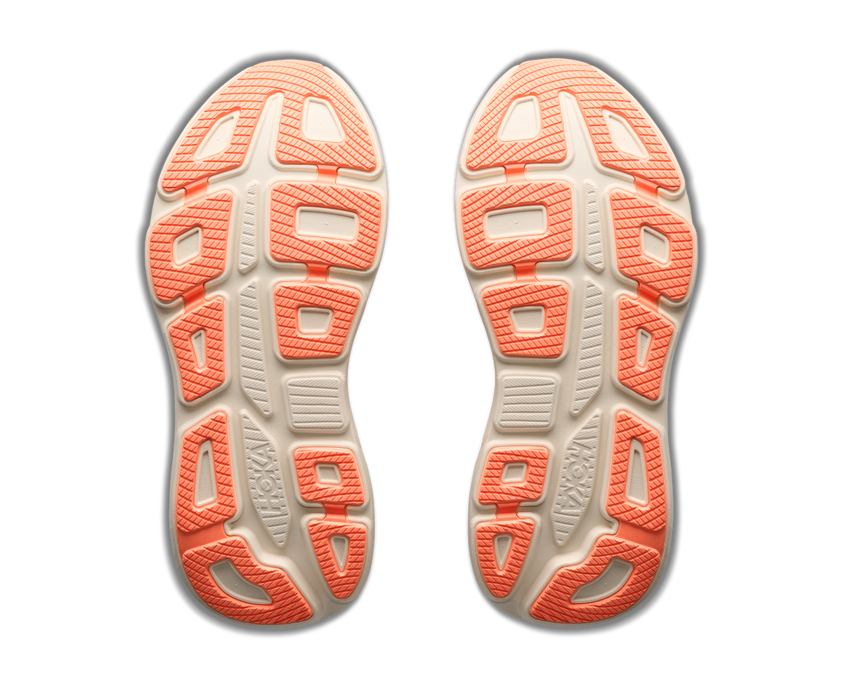 Women's HOKA Bondi 9 in Riverrock Grey/Mineral Ore — outsole view.