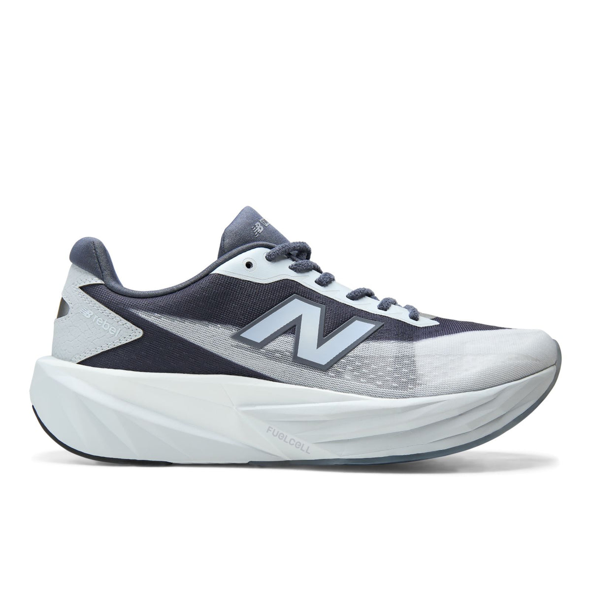 New Balance FuelCell Rebel v5 in Meteorite/White women's running shoe lateral view