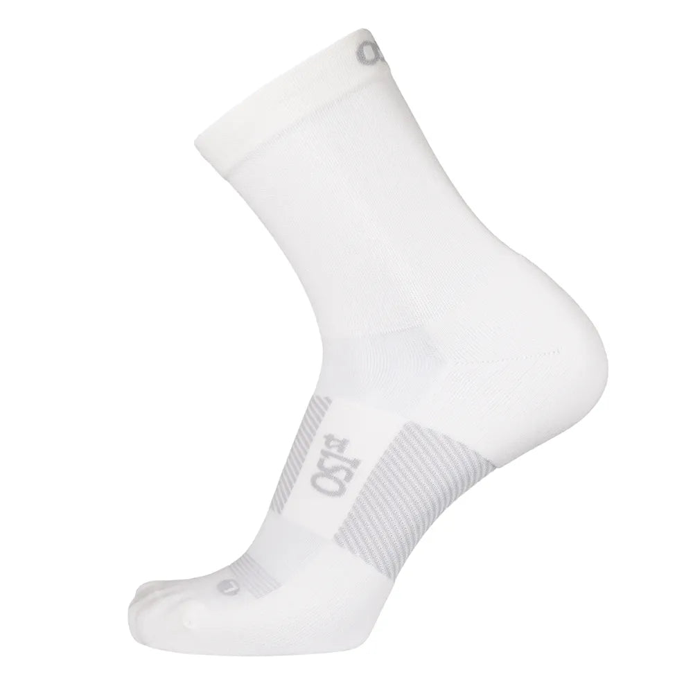OS1st Thin Air Performance Socks 3/4 Crew in White, side view