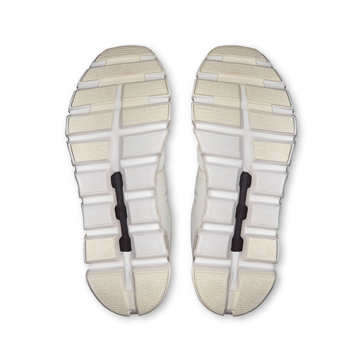 Women's On Cloud 6 in White/White, outsole view.