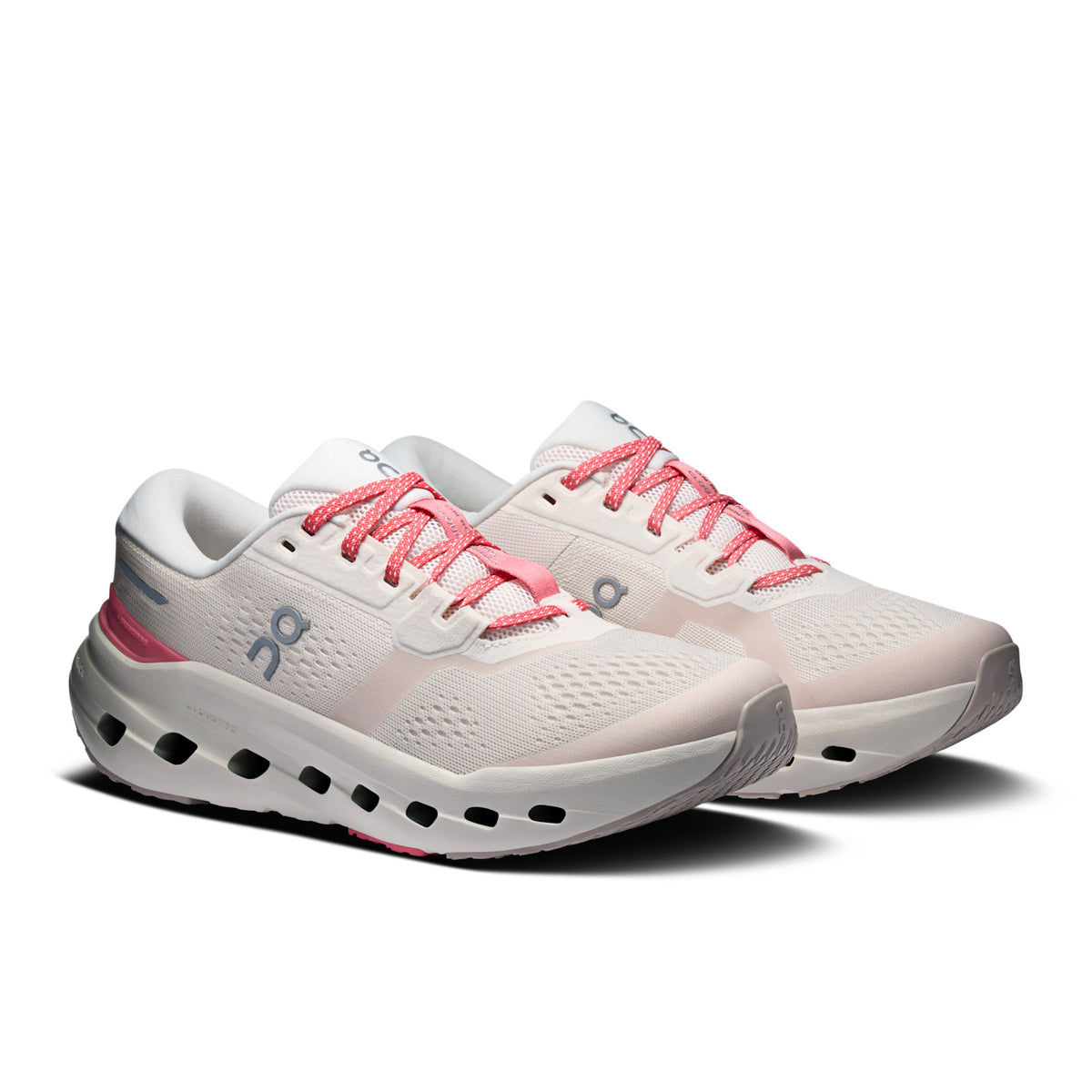 On Running Cloudrunner 3 women's running shoe in Oyster/Camellia — front three-quarter view of the pair