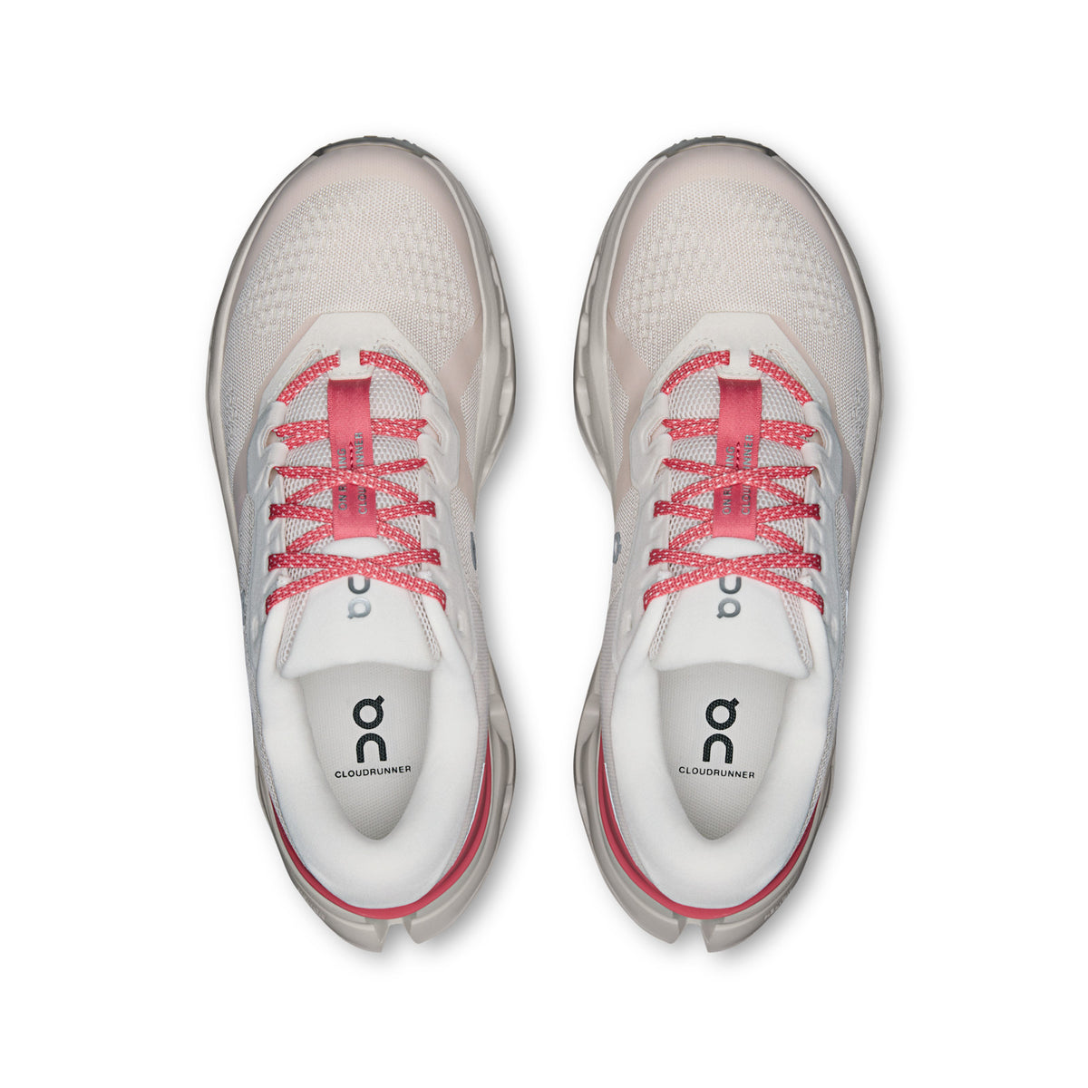 On Running Cloudrunner 3 women's running shoe in Oyster/Camellia — top view of the pair