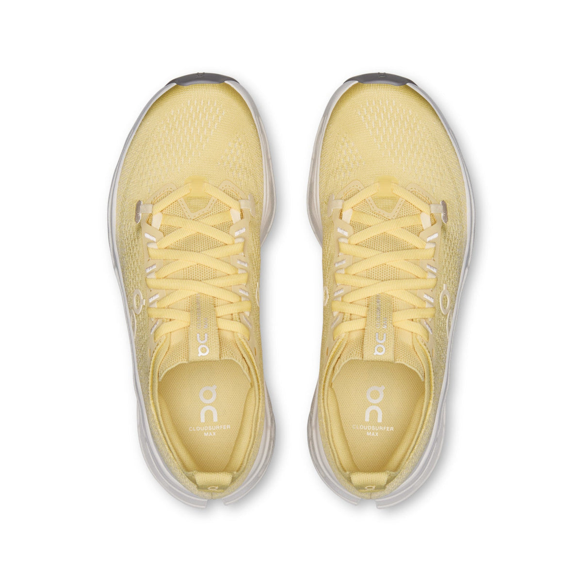 On Running Cloudsurfer Max women's running shoe in Dijon/Ivory — top view of the pair