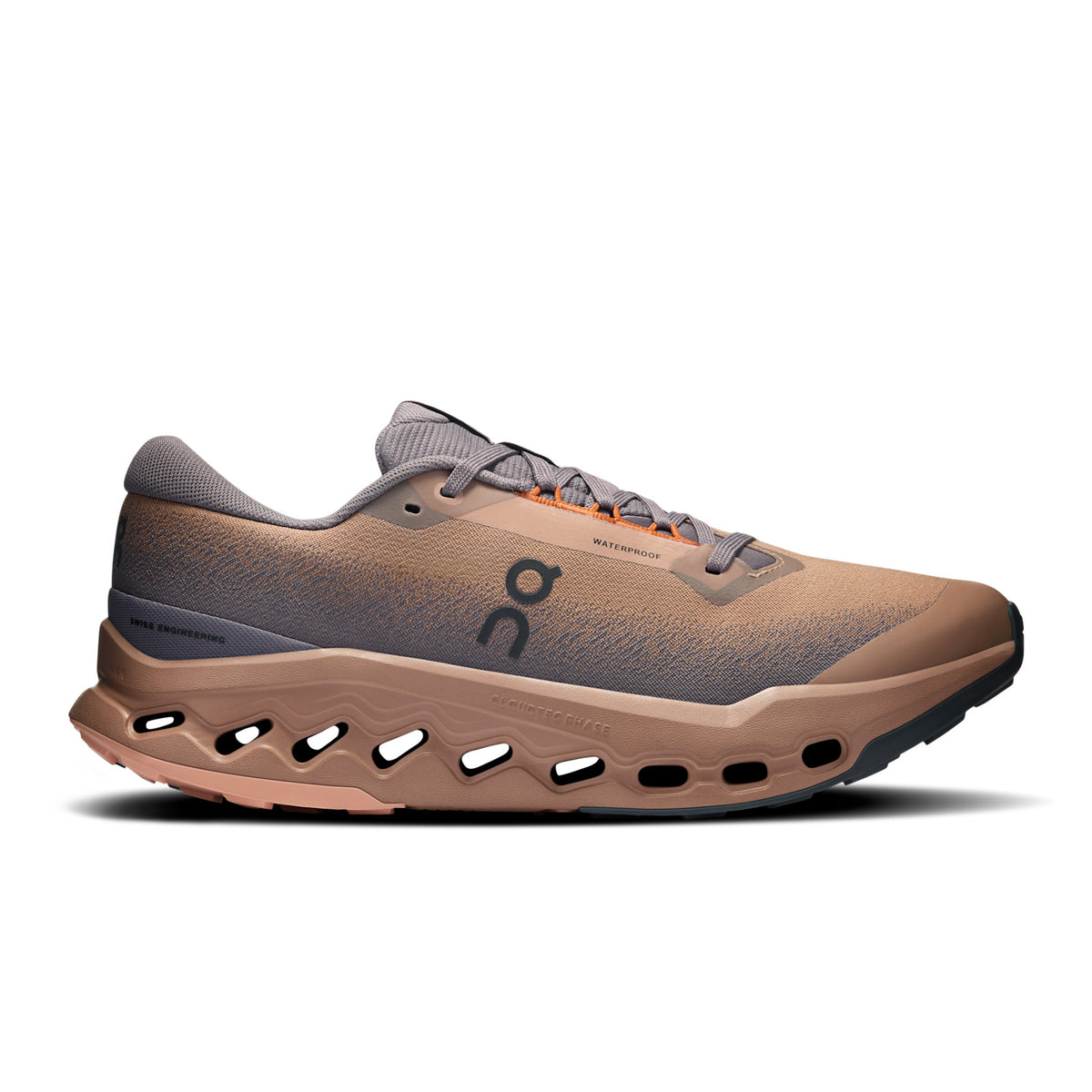 On Running Cloudsurfer Trail 2 Waterproof men's trail running shoe in Portobello/Pebble — side profile