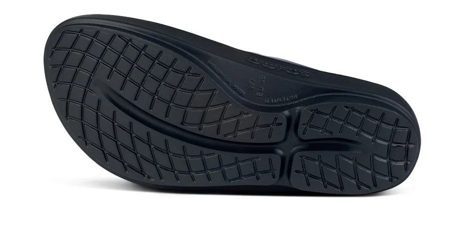 Women's Oofos OOlala Luxe Sandal in Frost, outsole view