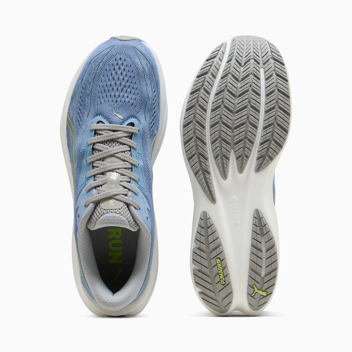 Men's PUMA Velocity NITRO 5 in Zen Blue/Sunny Lime — top view