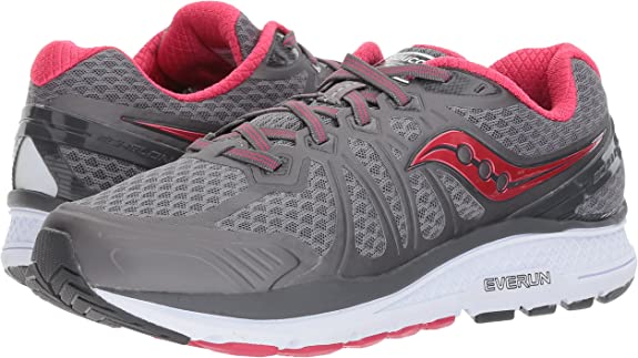 Women's Saucony Echelon 6. Grey upper. White midsole. Lateral view.