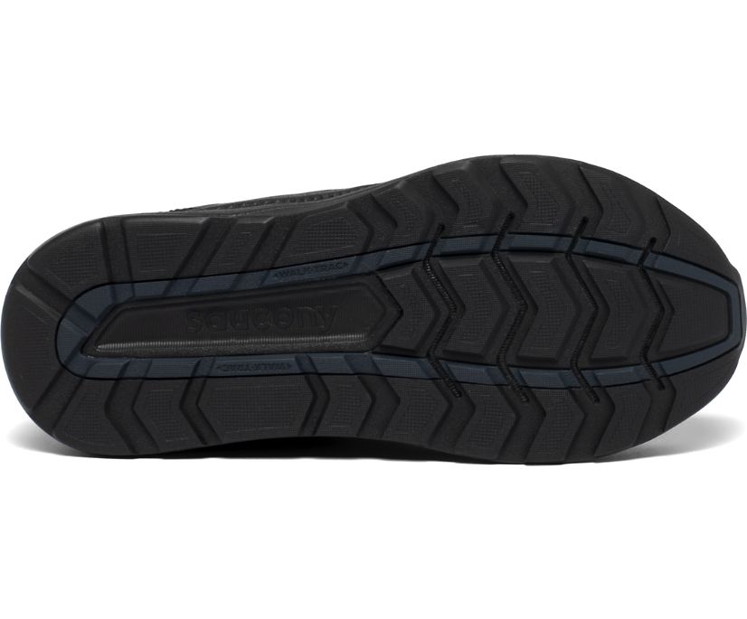 Women's Saucony Echelon Walker 3. Black upper. Black midsole. Bottom view.