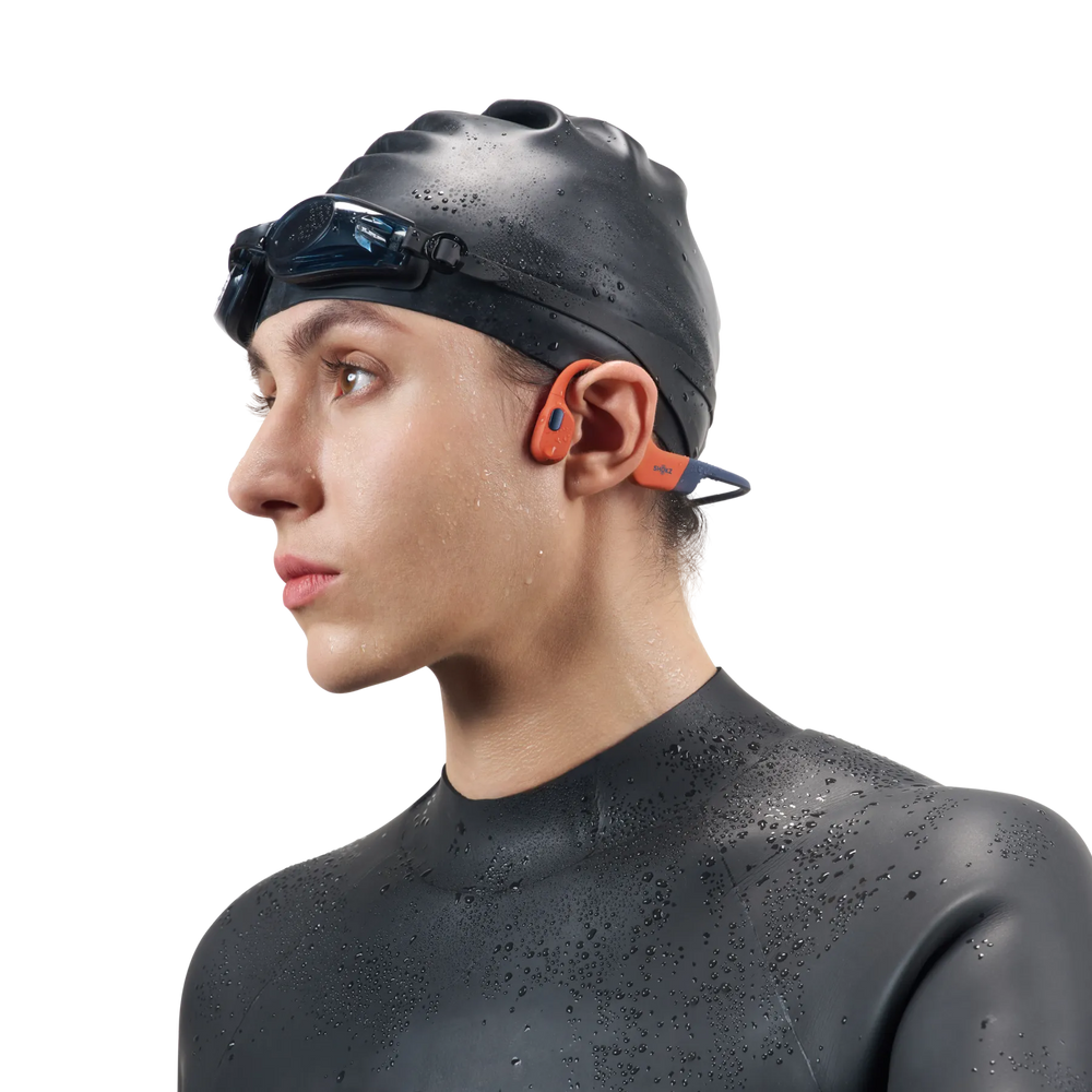 Shokz OpenSwim Pro waterproof bone conduction headphones in Red, alternate product view 4
