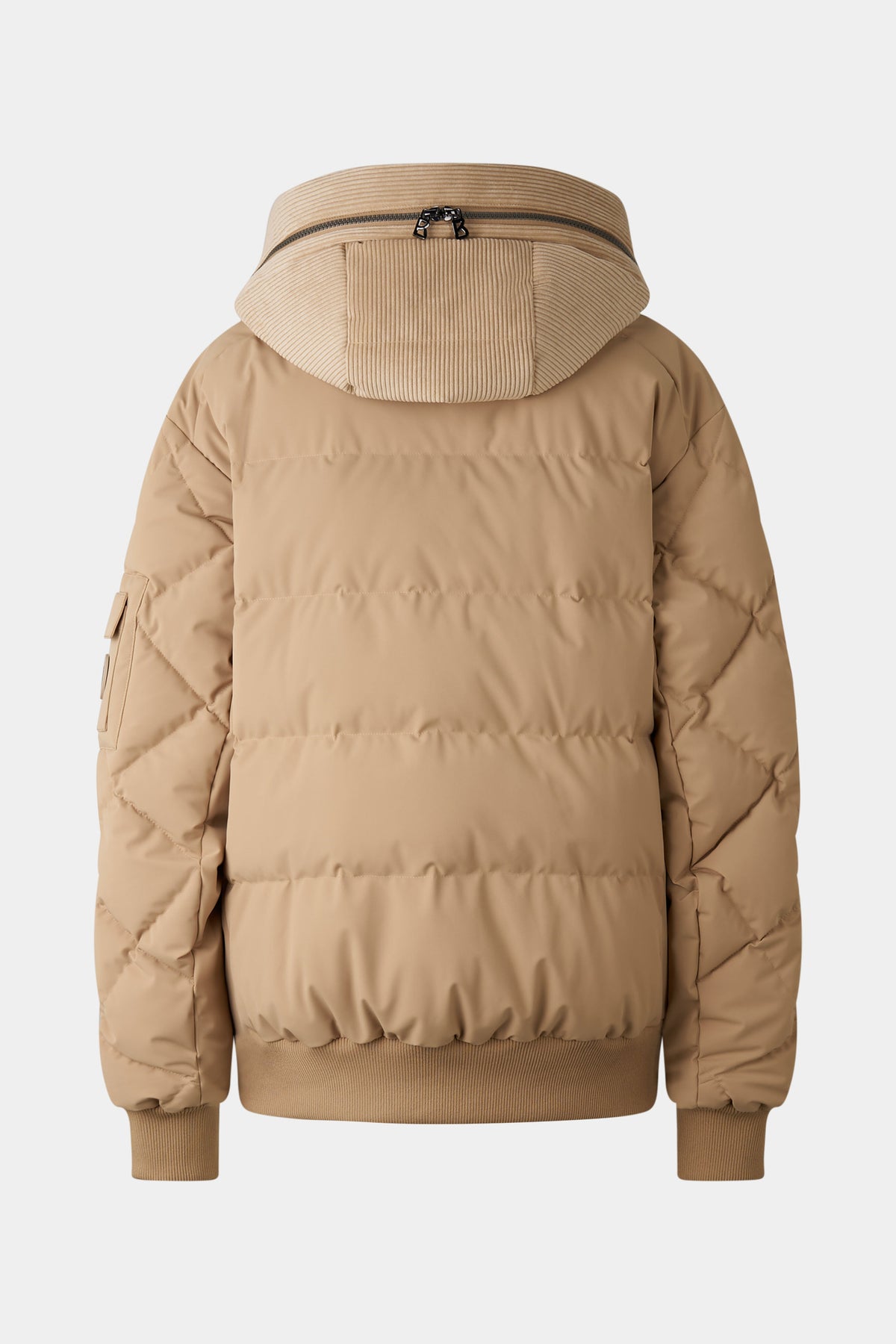 brown corduroy jacket, rear view