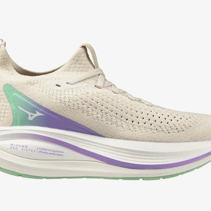 Women's Mizuno Neo Vista 2 in Pristine/White, lateral view.
