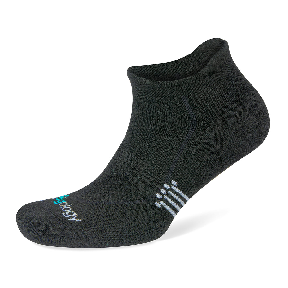Unisex Jogology socks. High cushion. No show. Black. Lateral view.