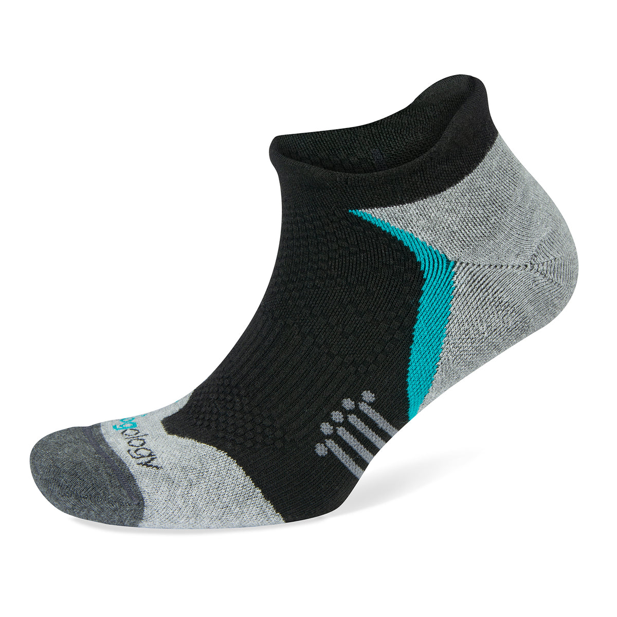 Unisex Jogology socks. Medium cushion. No show. Black. Lateral view.