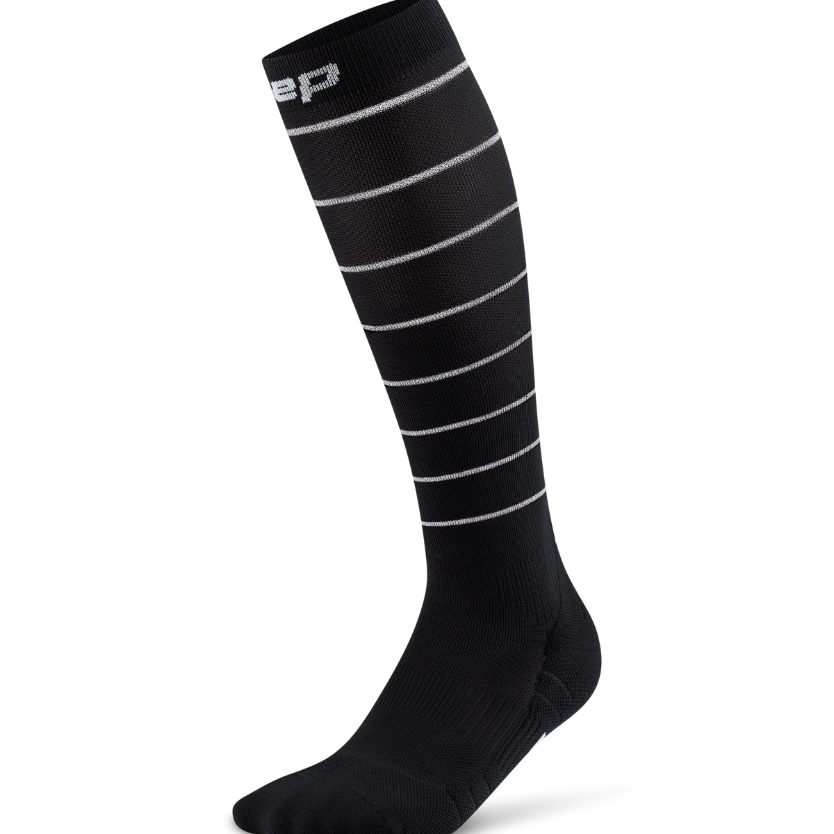 Men's CEP Pro Run Reflective Tall Compression Socks. Black.