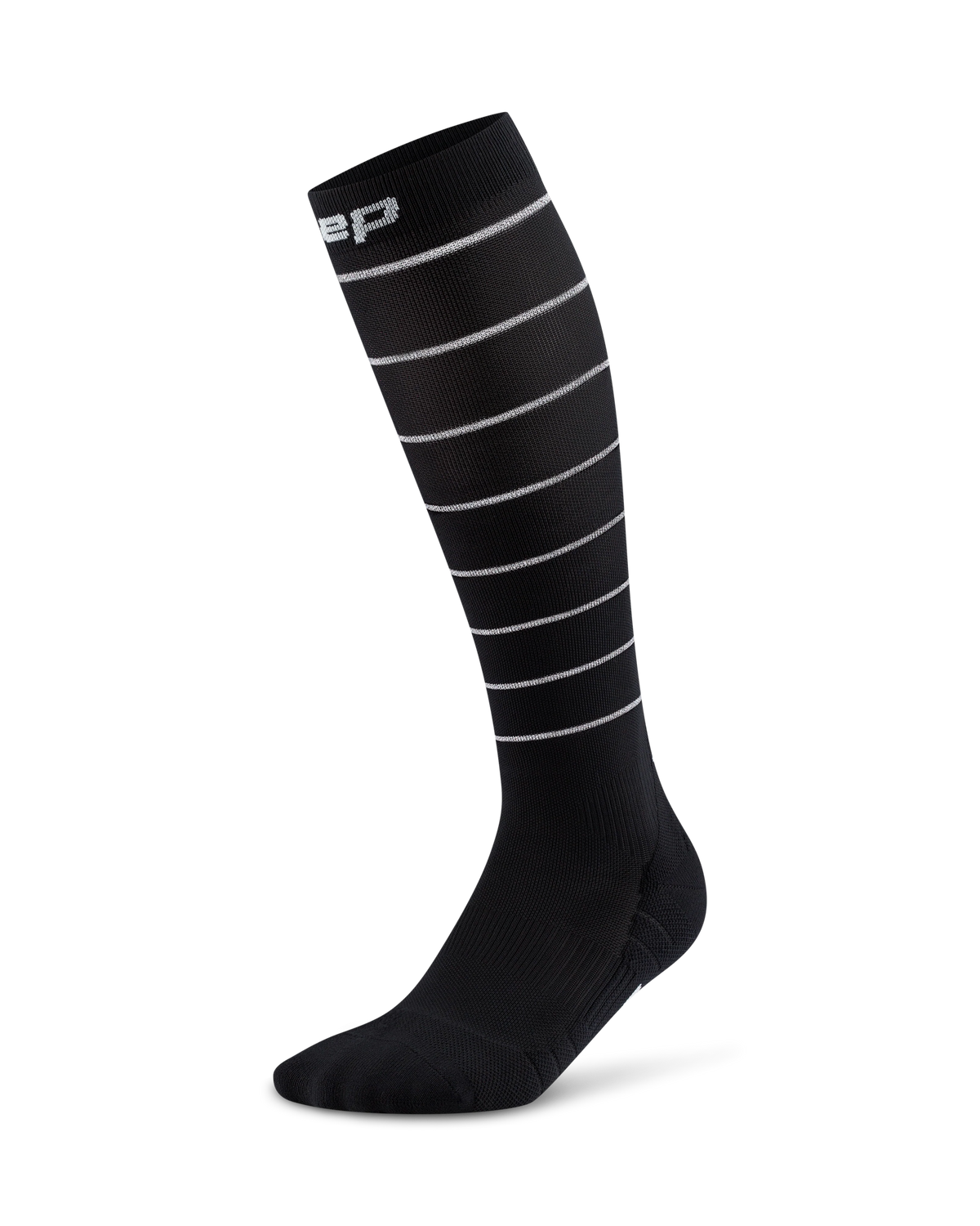 Women's CEP Pro Run Reflective Tall Compression Socks. Black.