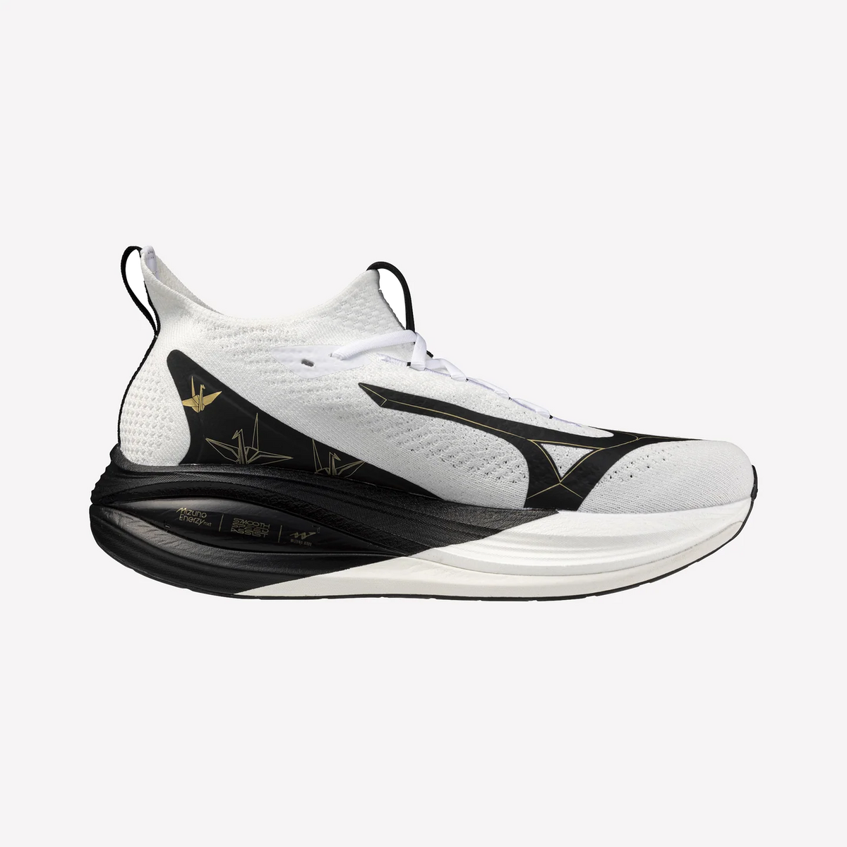 Mizuno Neo Vista 2 Origami unisex running shoe in White/Black, side view