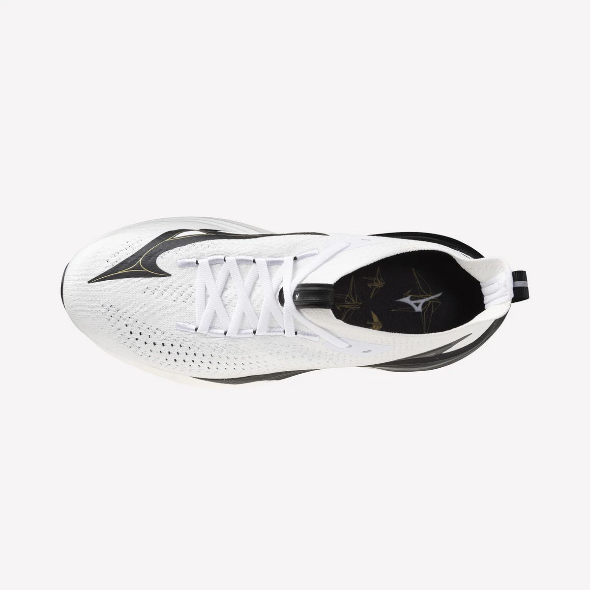 Mizuno Neo Vista 2 Origami unisex running shoe in White/Black, top view