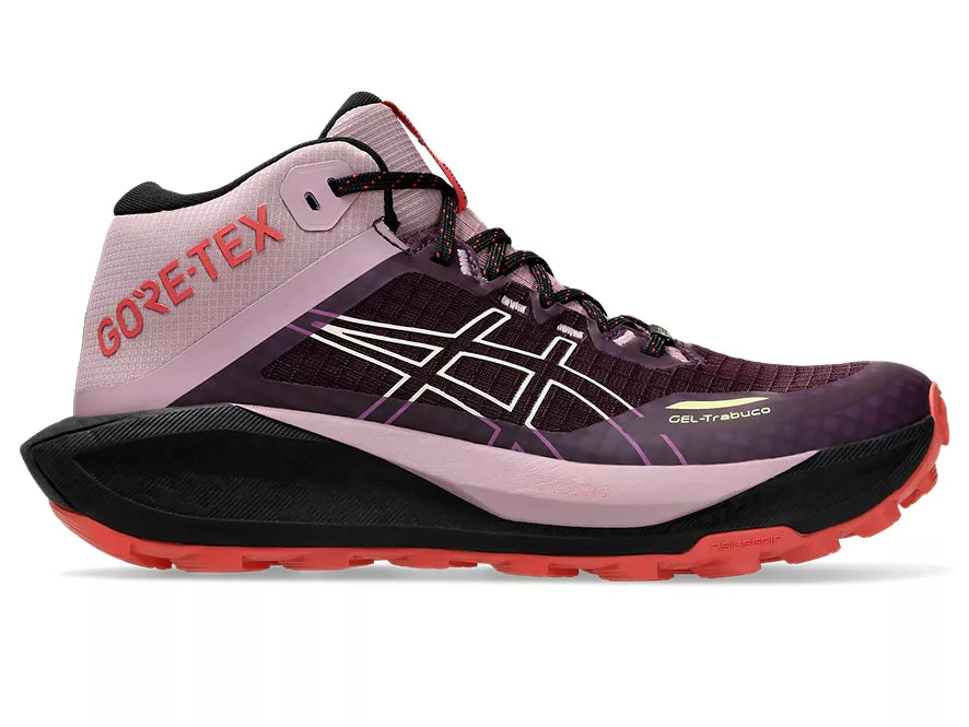 Women's ASICS GEL-Trabuco MT GTX waterproof trail shoe in Dark Aubergine/Taro Purple
