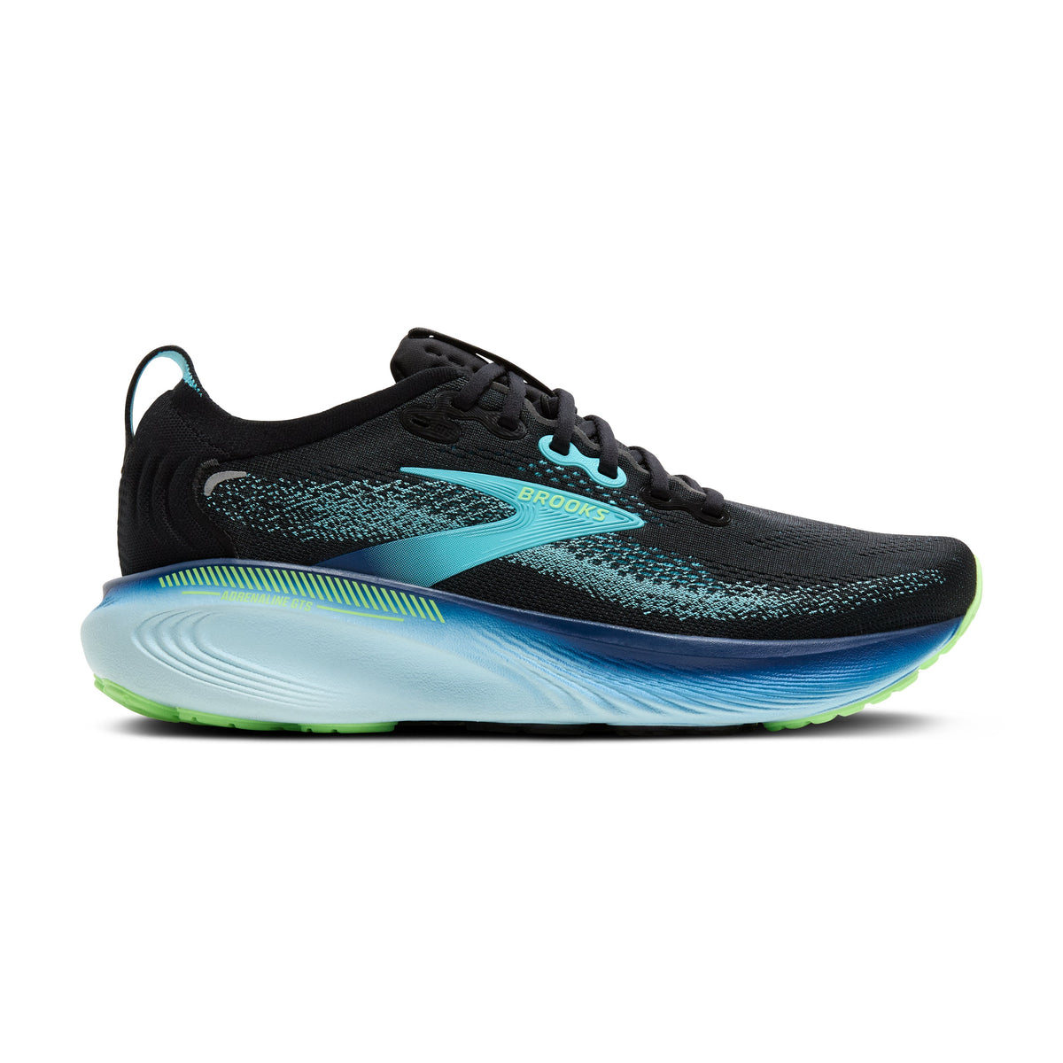 Men's Brooks Adrenaline GTS 25 in Black/Ipanema/Mint – lateral view