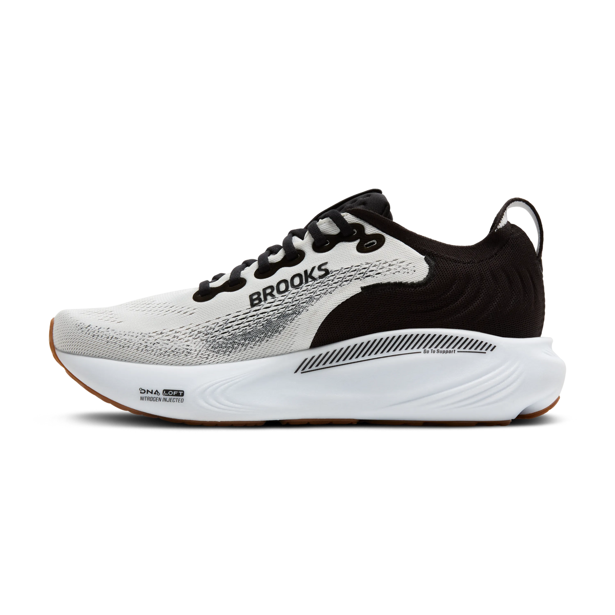Men's Brooks Adrenaline GTS 25 in White/Black/White – angle view