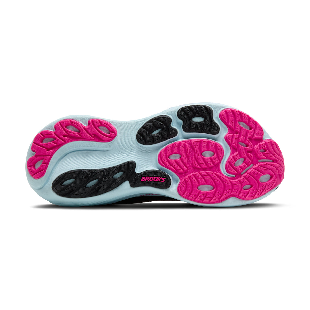 Women's Brooks Adrenaline GTS 25 in Black/Cyber Pink/Iced Aqua – outsole view
