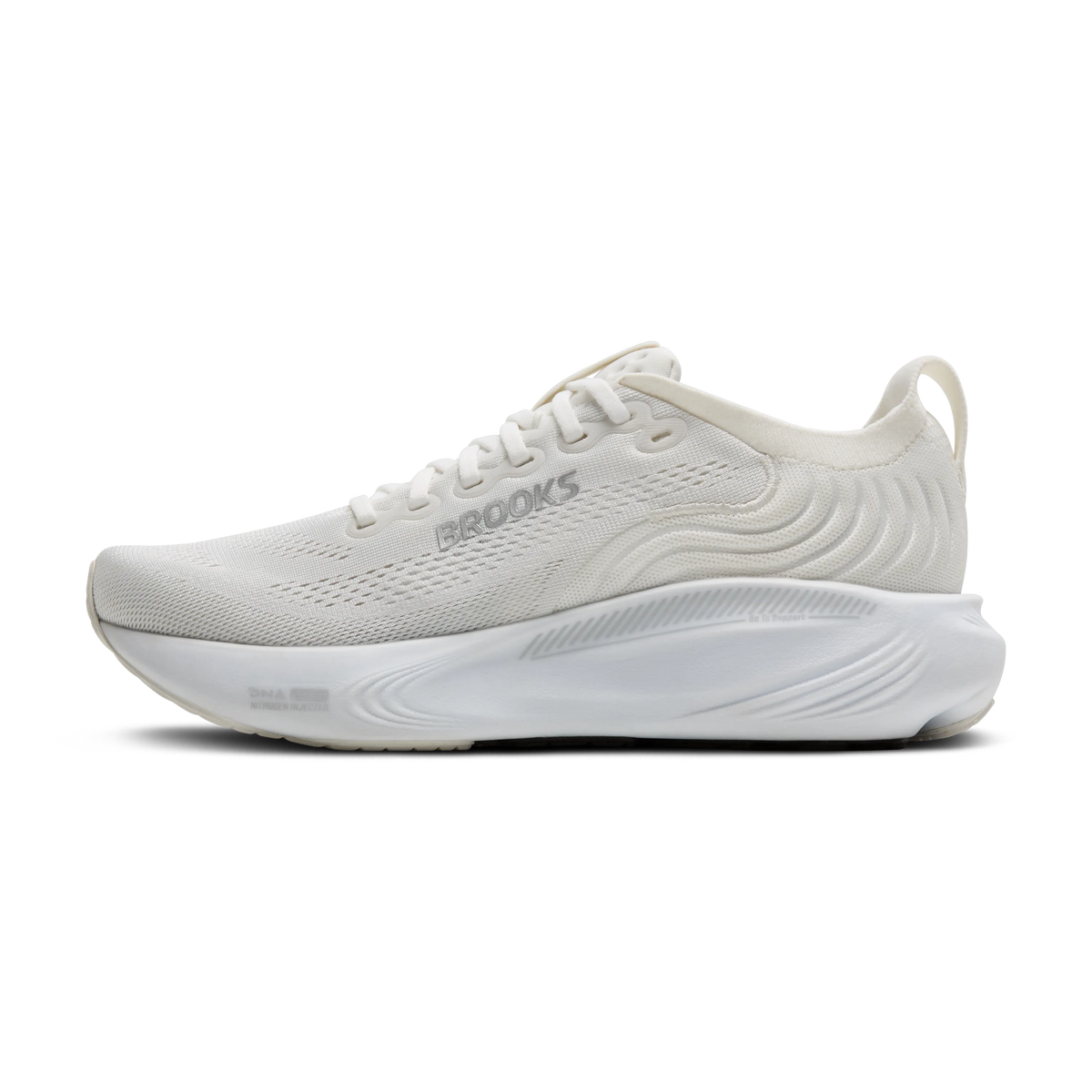 Women's Brooks Adrenaline GTS 25 in White/White/Silver – medial view