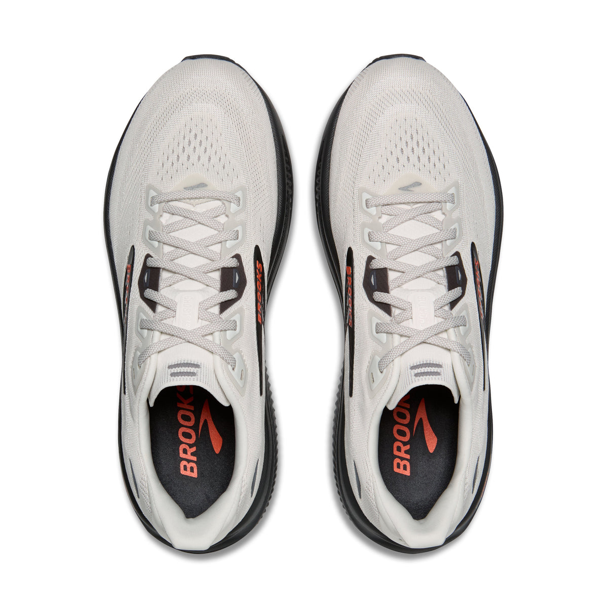 Brooks Ghost 18 men's running shoe in Coconut/Pearl/Tigerlily — top view