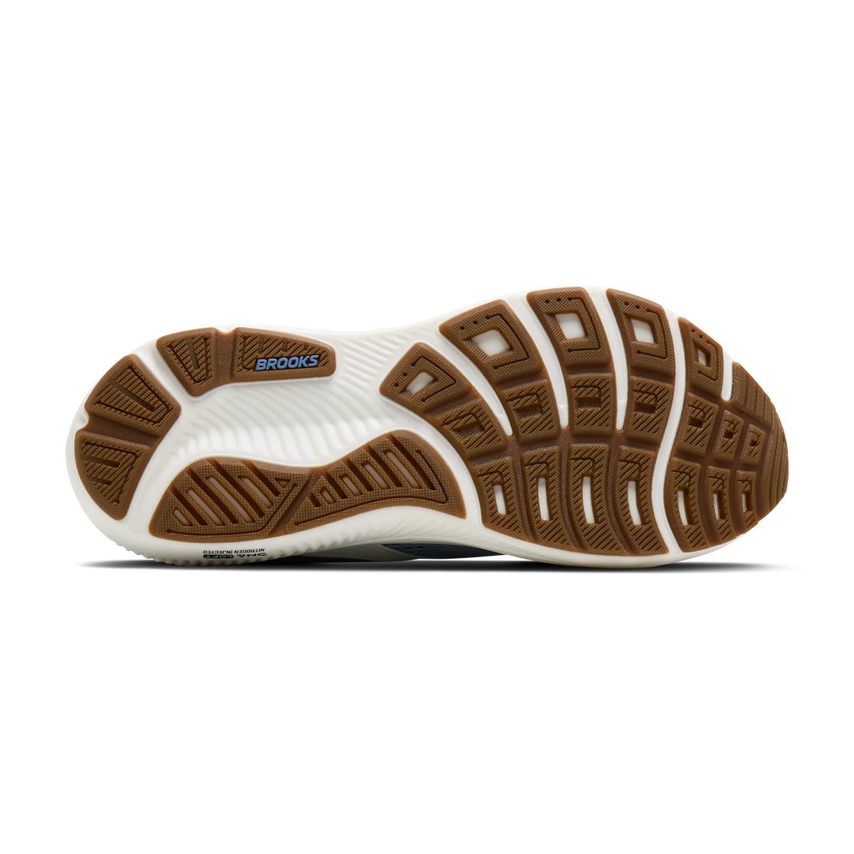 Brooks Ghost 18 men's running shoe in Rain Washed/Navy/Coconut — outsole view
