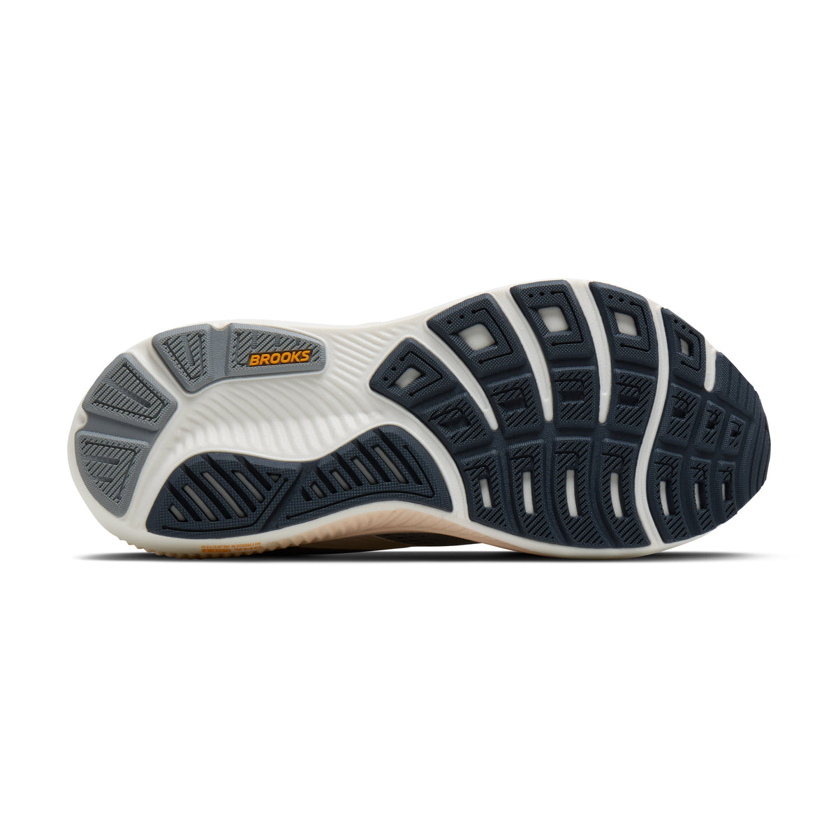 Brooks Ghost 18 women's running shoe in Grey/Morganite/Coconut — outsole view