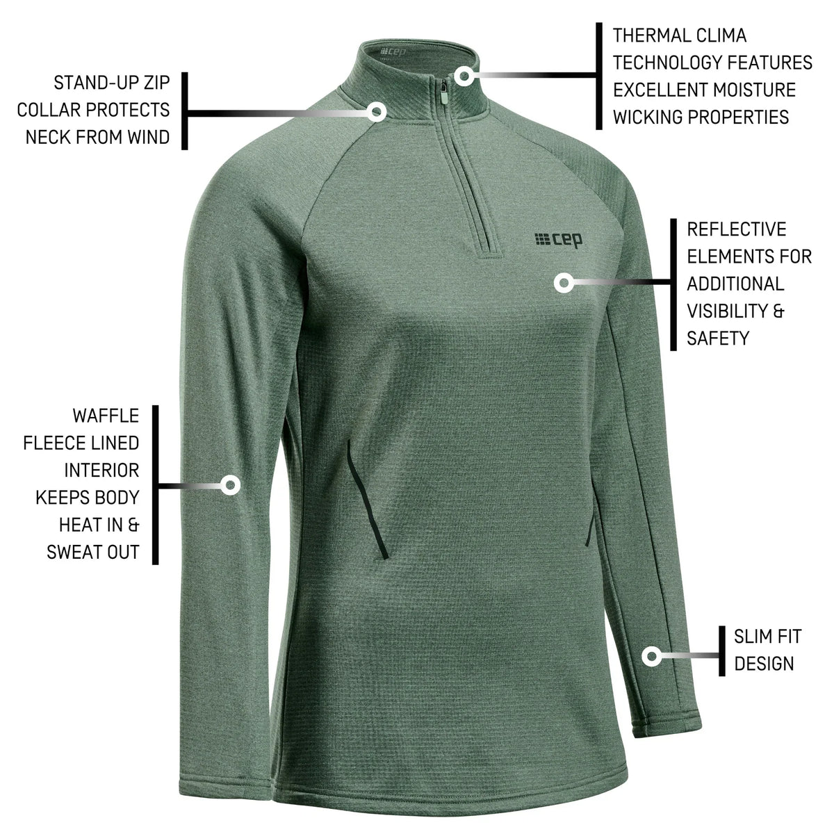 CEP Women's Cold Weather Quarter Zip Green