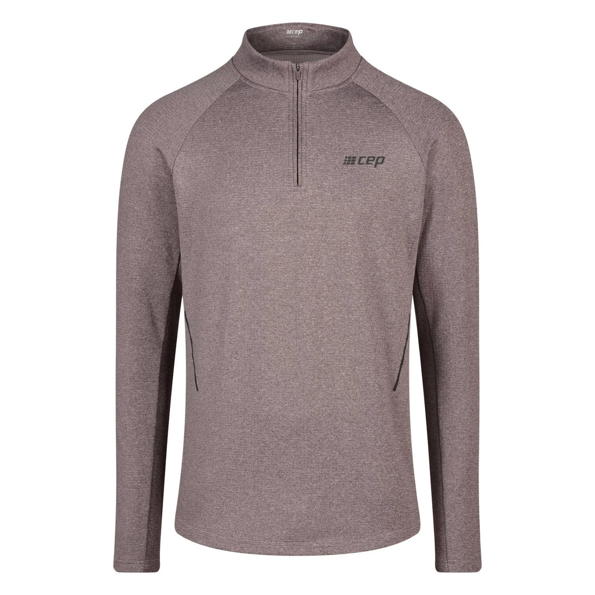 Men's CEP Cold Weather Quarter Zip Pullover. Grey. Front view.