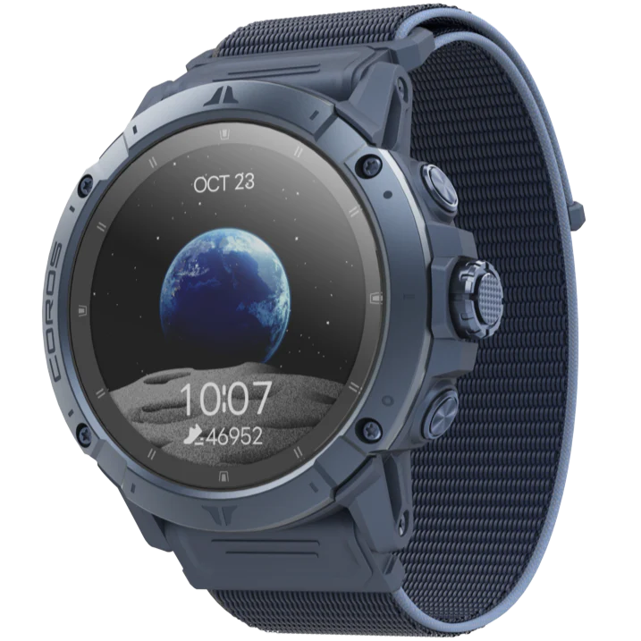 Coros Vertix 2S. Blue/Grey. Front view.