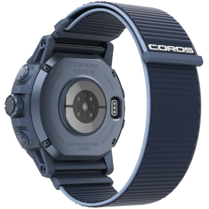 Coros Vertix 2S. Blue/Grey. Rear view.