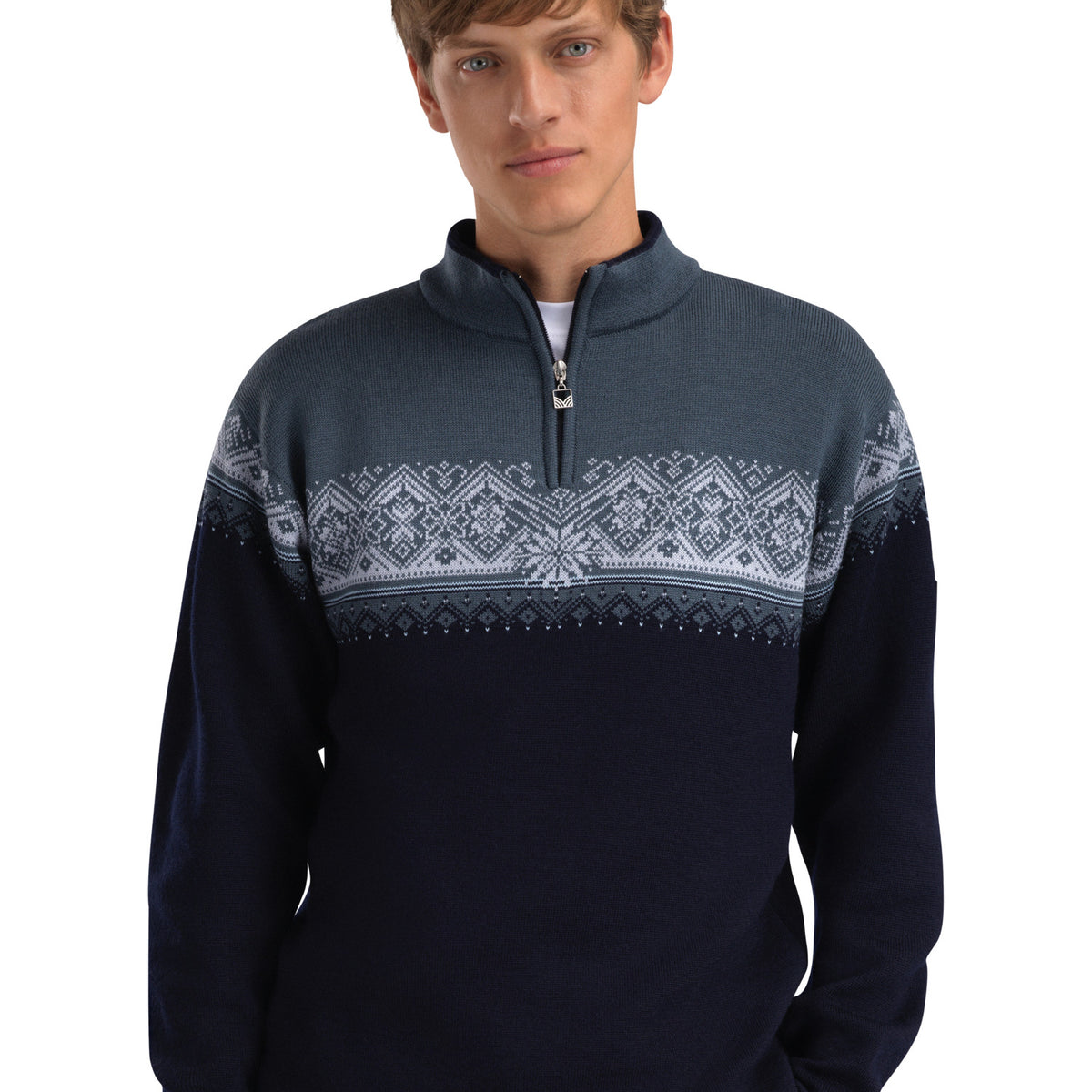 Dale of Norway Moritz Masc Sweater in Marine/Steel/Ice