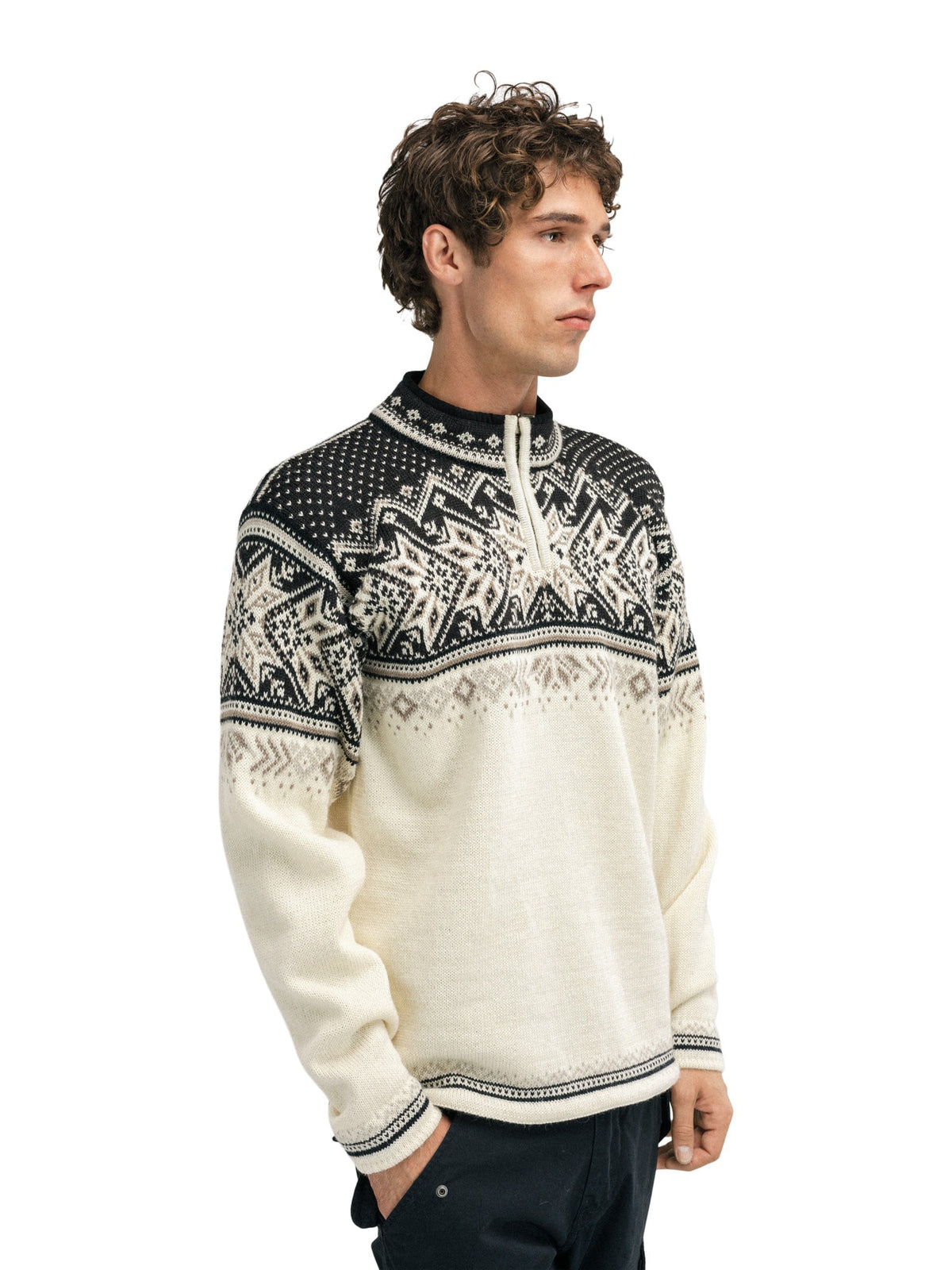 Dale of Norway Vail Sweater Unisex in Off White/Coffee/Sandstone product view