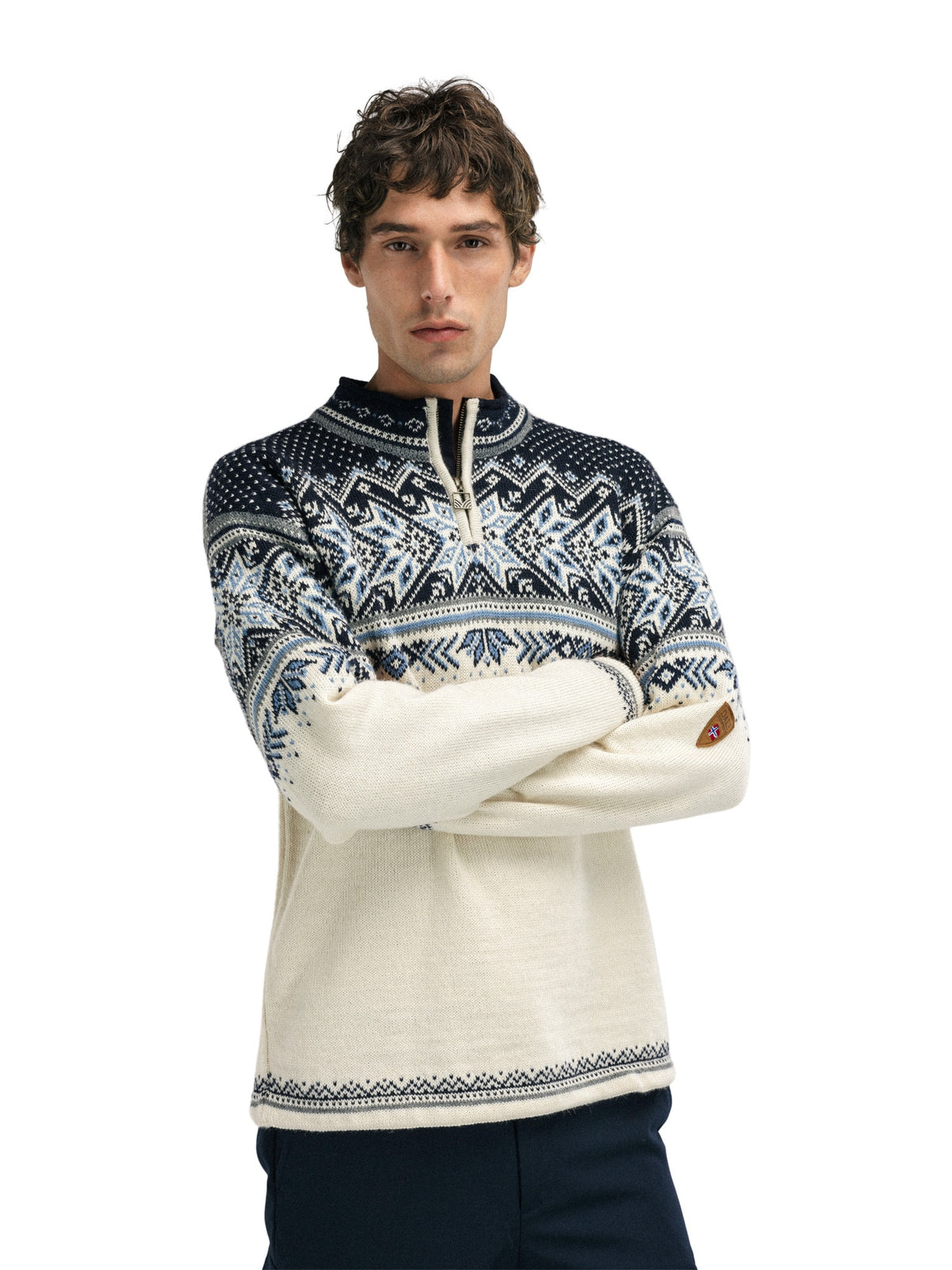 Dale of Norway Vail Sweater Unisex in Off White/Navy/Blue Shadow product view