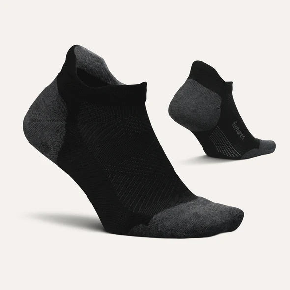 Unisex Feetures Elite Max Cushion No Show. Black.