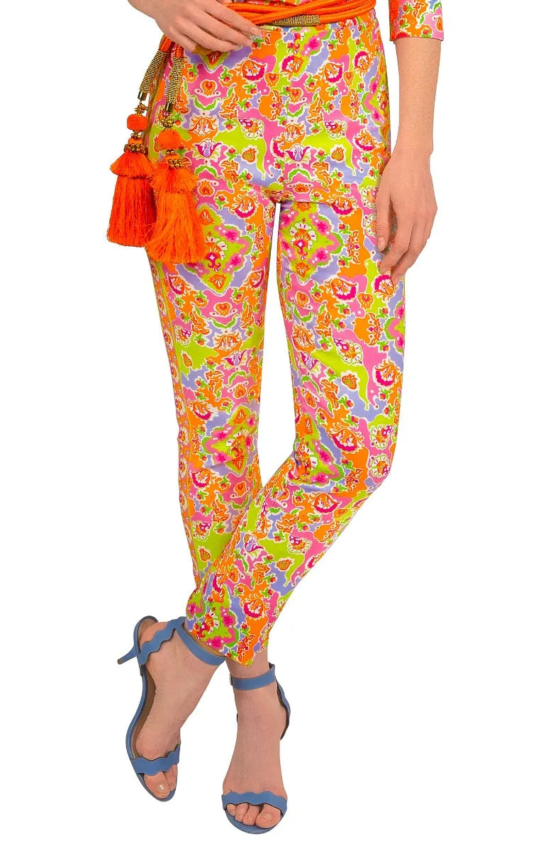 Gretchen Scott GripeLess Pull On Pant women's Pink/Lime Watteau front view