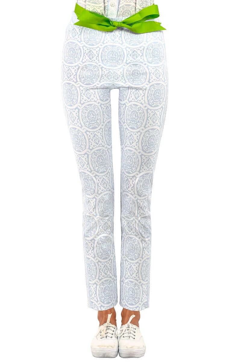 Gretchen Scott GripeLess Pull On Pant women's White/Periwinkle Sultan's Dining Room front view