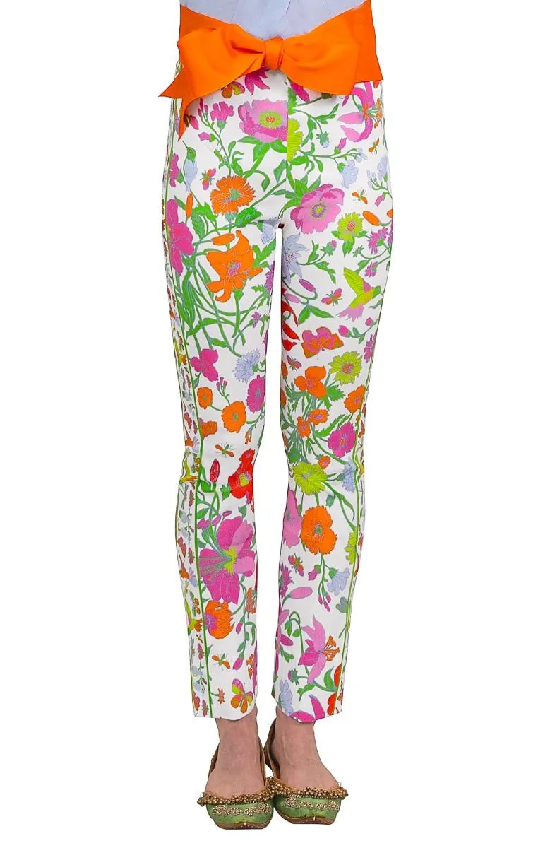 Gretchen Scott GripeLess Pull On Pant women's Brights Birds and Bees front view