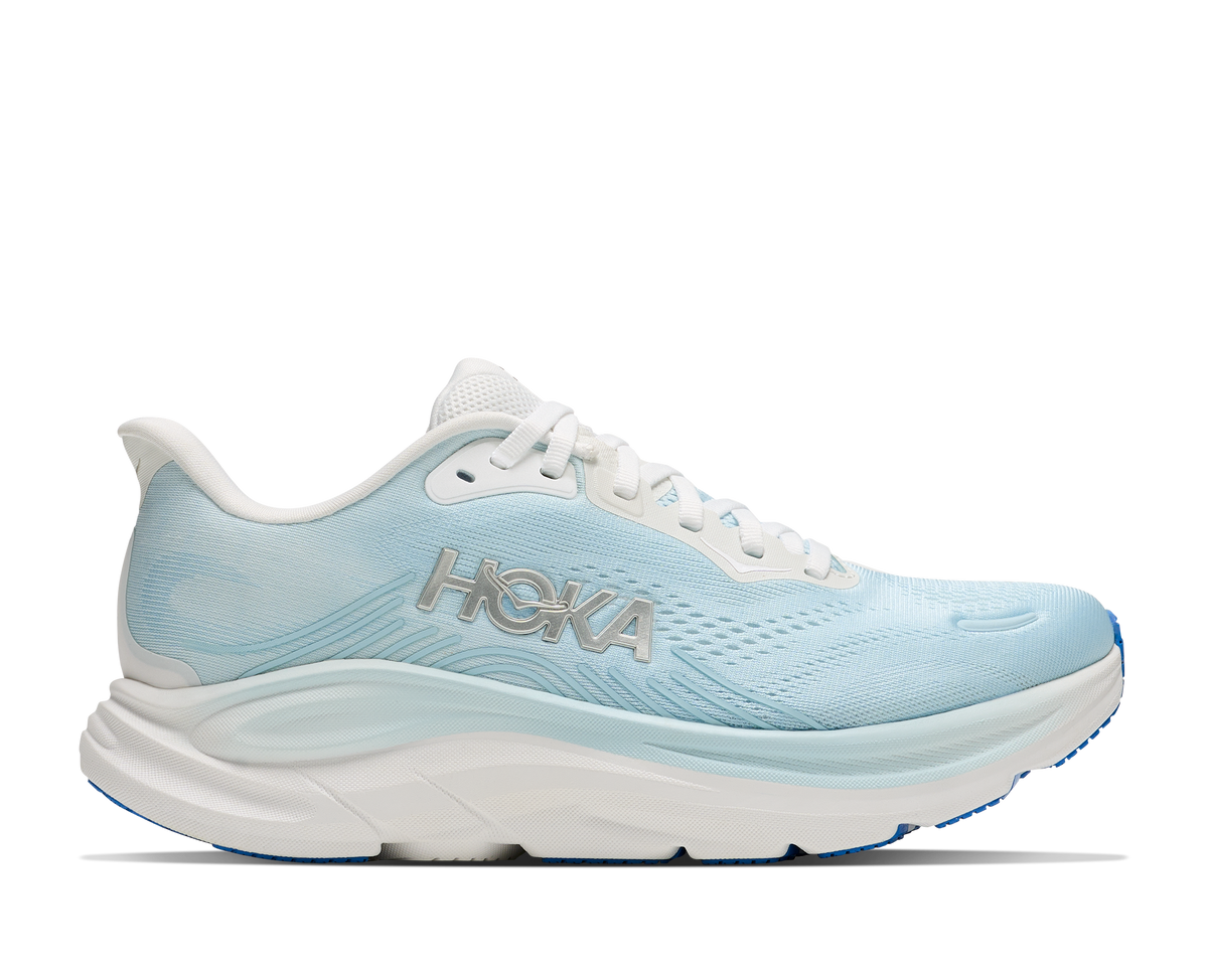 Women's HOKA Clifton 11 in Frost/Glimmering Blue – lateral view