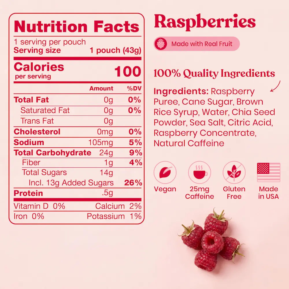 HUMA Chia Energy Gel Raspberries 2026 nutrition facts