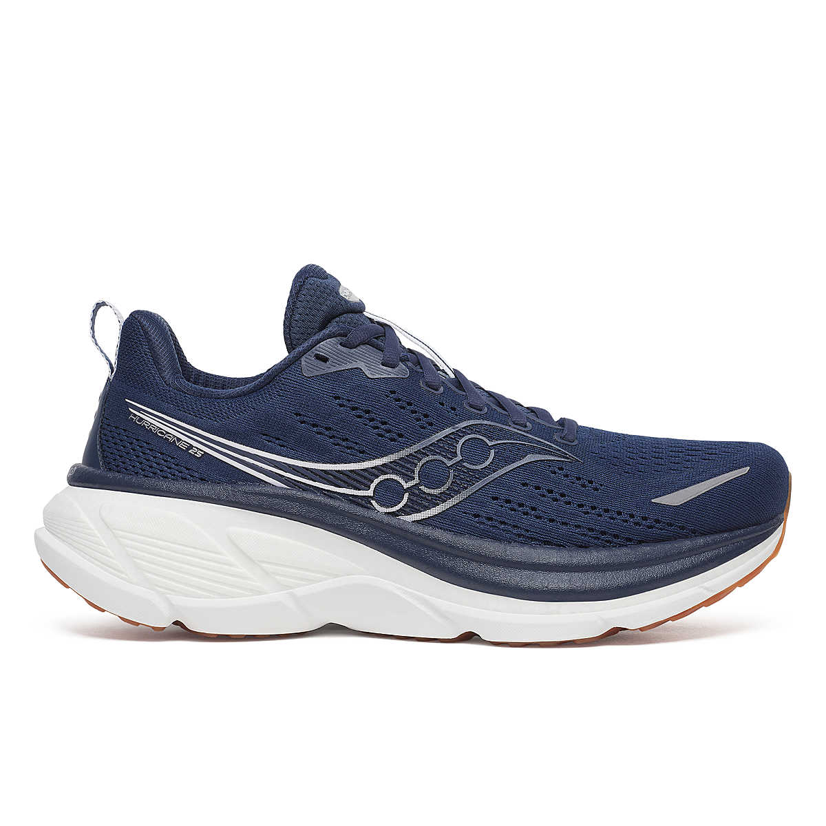 Men's Saucony Hurricane 25. Navy/Cloud. Lateral view.