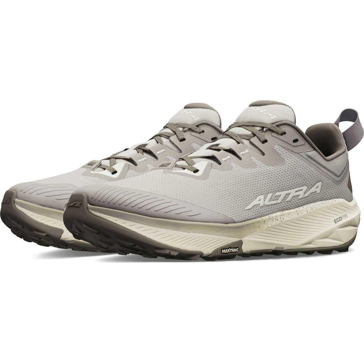 Men's Altra Experience Wild 3. Grey upper. Off White midsole. Lateral view.